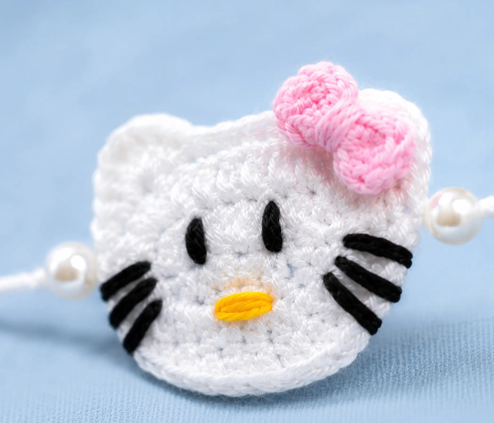 Cute Hello Kitty Inspired Handmade Kids Crochet Rakhi